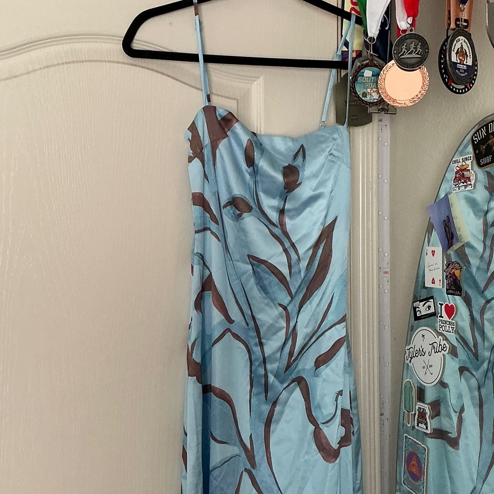 Peppermayo Blue and Brown Floral Maxi Dress